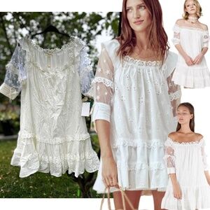 FOR LOVE & LEMONS NWT Hermosa Eyelet Swing Dress - Sz L